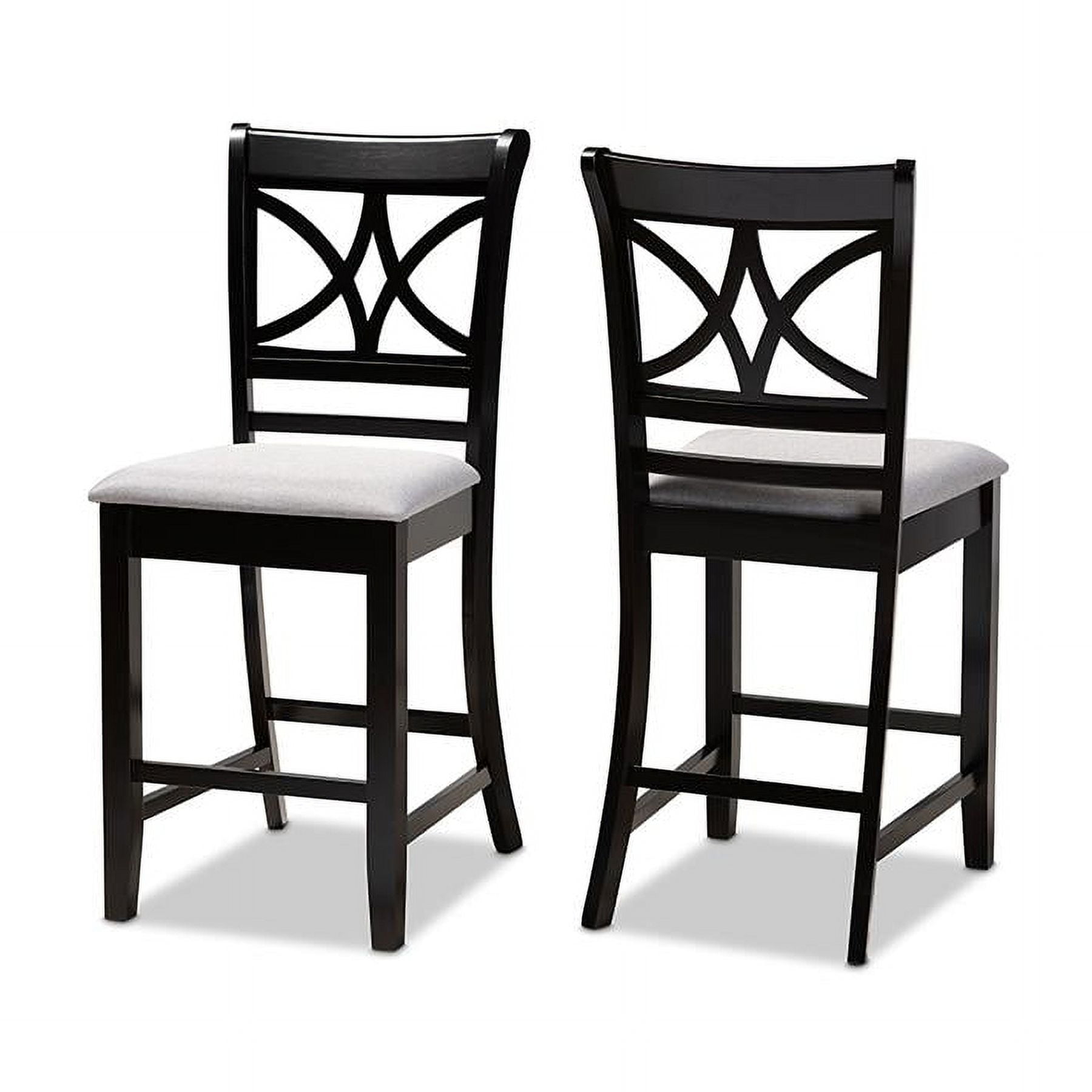 Chandler Gray Upholstered Wood Pub Chairs, Set of 2