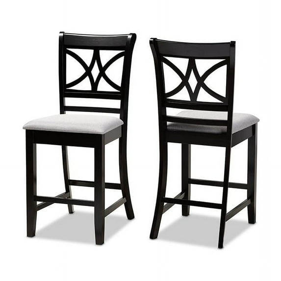 Baxton Studio Chandler Modern and Contemporary Grey Fabric Upholstered and Espresso Brown Finished Wood 2-Piece Counter Height Pub Chair Set