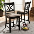 thumbnail image 1 of Baxton Studio Chandler Modern and Contemporary Sand Fabric Upholstered and Espresso Brown Finished Wood 2-Piece Counter Height Pub Chair Set, 1 of 8