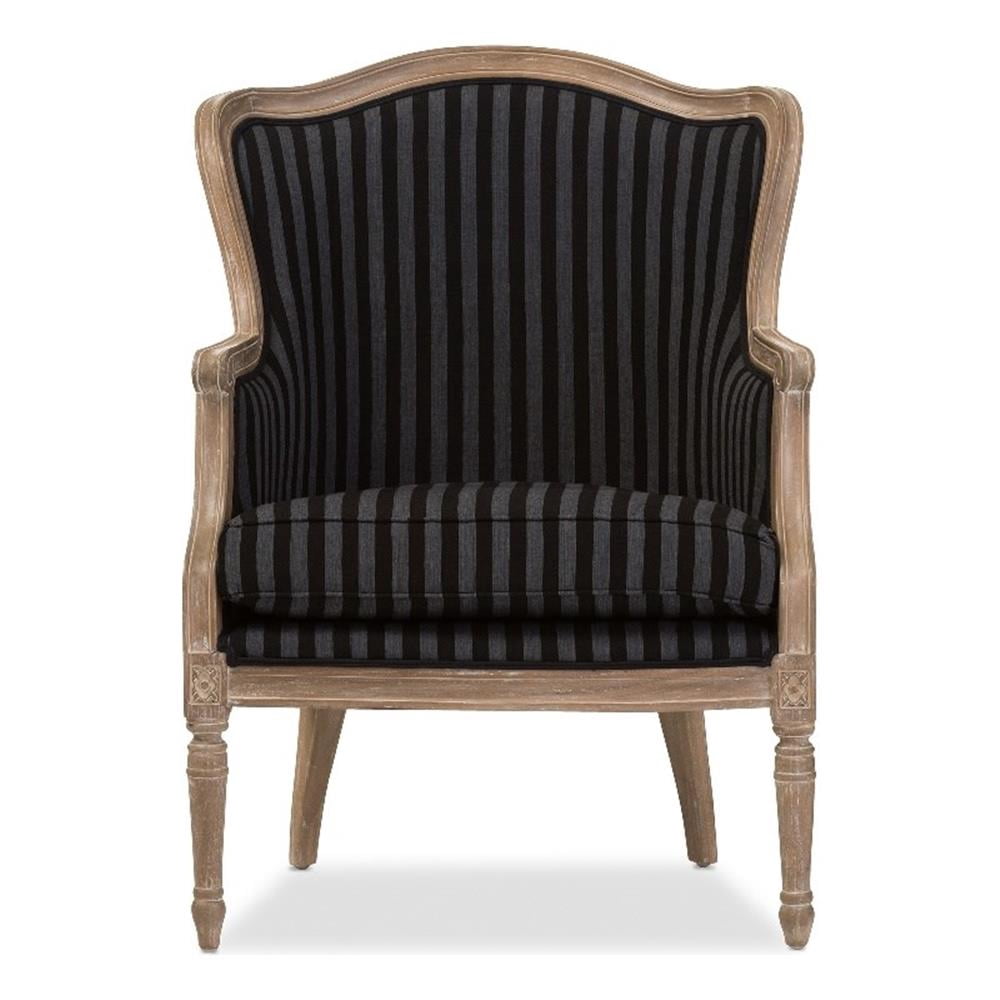 Baxton Studio Charlemagne Accent Chair in Black and Grey