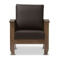 thumbnail image 1 of Baxton Studio Charlotte Modern Classic Mission Style Walnut Brown Wood and Dark Brown Faux Leather 1-Seater Lounge Chair, 1 of 5