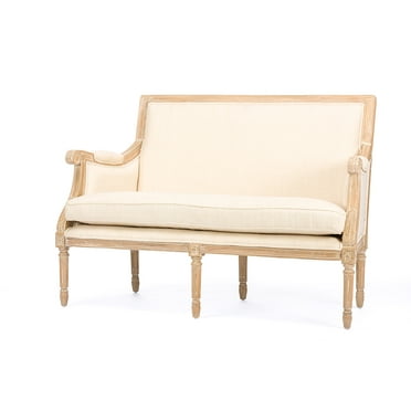 Baxton Studio Chavanon Loveseat in Light Beige and Natural