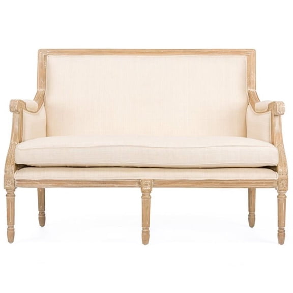 Baxton Studio Chavanon Loveseat in Light Beige and Natural