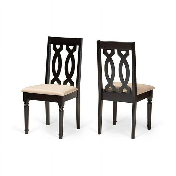 Baxton Studio Cherese Sand and Brown Finished Wood 2-Piece Dining Chair Set