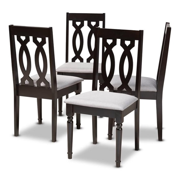 Baxton Studio Cherese Wood Dining Chair in Gray and Espresso - Set of 4