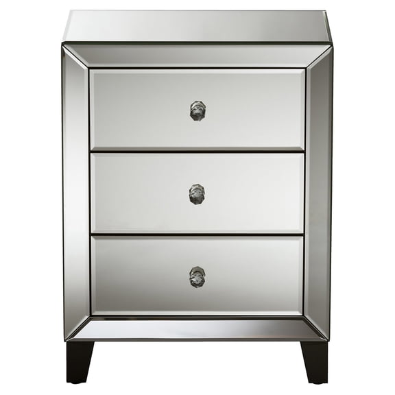 Baxton Studio Chevron Modern and Contemporary Hollywood Regency Glamour Style Mirrored 3-Drawers End Table End Table