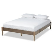 Baxton Studio Cielle French Bohemian Wood Platform Bed Frame Weathered grey King Weathered