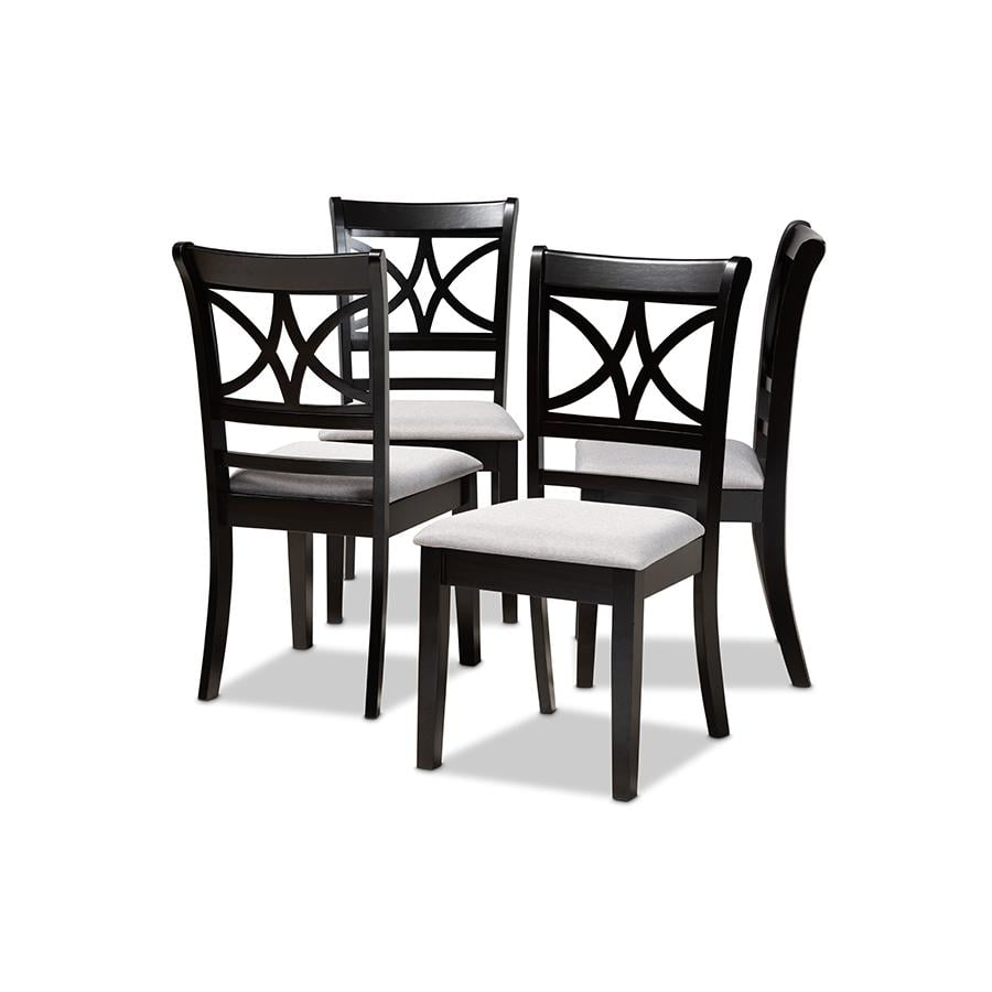 Clarke Gray Upholstered Espresso Wood Dining Side Chair Set