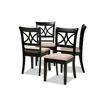 Baxton Studio Clarke Sand Upholstered and Espresso Wood 4-Piece Dining Chair Set
