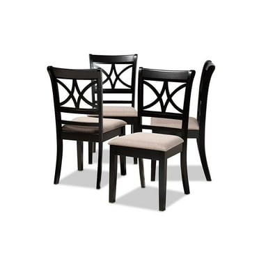 Baxton Studio Clarke Sand Upholstered and Espresso Wood 4-Piece Dining Chair Set
