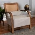 thumbnail image 1 of Baxton Studio Classic Rubber Wood Polyester PE Rattan Solid Print Armchair, Walnut Brown, 1 of 9