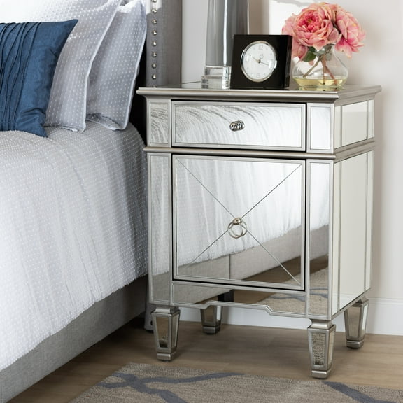 Baxton Studio Claudia Hollywood Regency Glamour Style Mirrored End Table