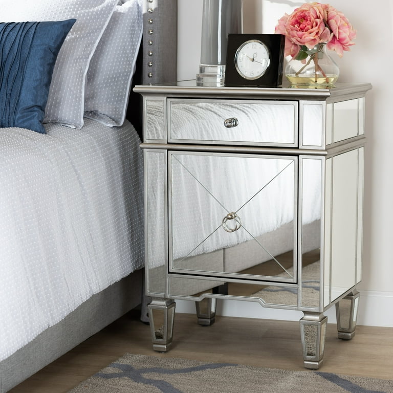 Baxton Studio Claudia Hollywood Regency Glamour Style Mirrored Nightstand Baxton Studio Claudia Hollywood Regency Glamour Style Mirrored Nightstand