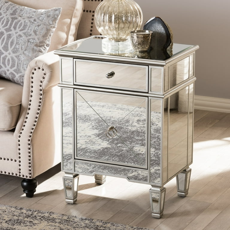 Baxton Studio Claudia Hollywood Regency Glamour Style Mirrored Nightstand Baxton Studio Claudia Hollywood Regency Glamour Style Mirrored Nightstand
