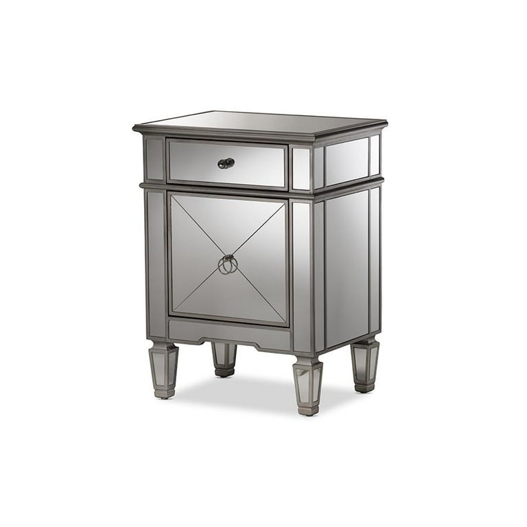 Baxton Studio Claudia Hollywood Regency Glamour Style Mirrored Nightstand Baxton Studio Claudia Hollywood Regency Glamour Style Mirrored Nightstand