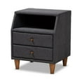 thumbnail image 1 of Baxton Studio Claverie Mid-Century Modern Charcoal Fabric Upholstered 2-Drawer Wood Nightstand, 1 of 5