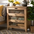 thumbnail image 1 of Baxton Studio Clement Rustic Transitional Medium Oak Finished 3-Drawer Wood Spindle Chest, 1 of 9