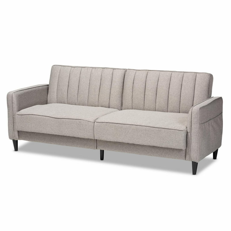 Baxton Studio Colby Mid Century Modern Light Grey Fabric Upholstered Sleeper Sofa