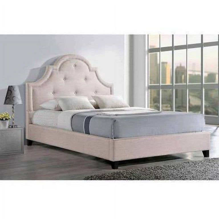 Baxton Studio Colchester Linen Queen Modern Platform Bed Light