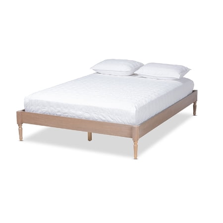 Baxton Studio Colette French Bohemian Antique Oak Finished Wood Queen Size Platform Bed Frame