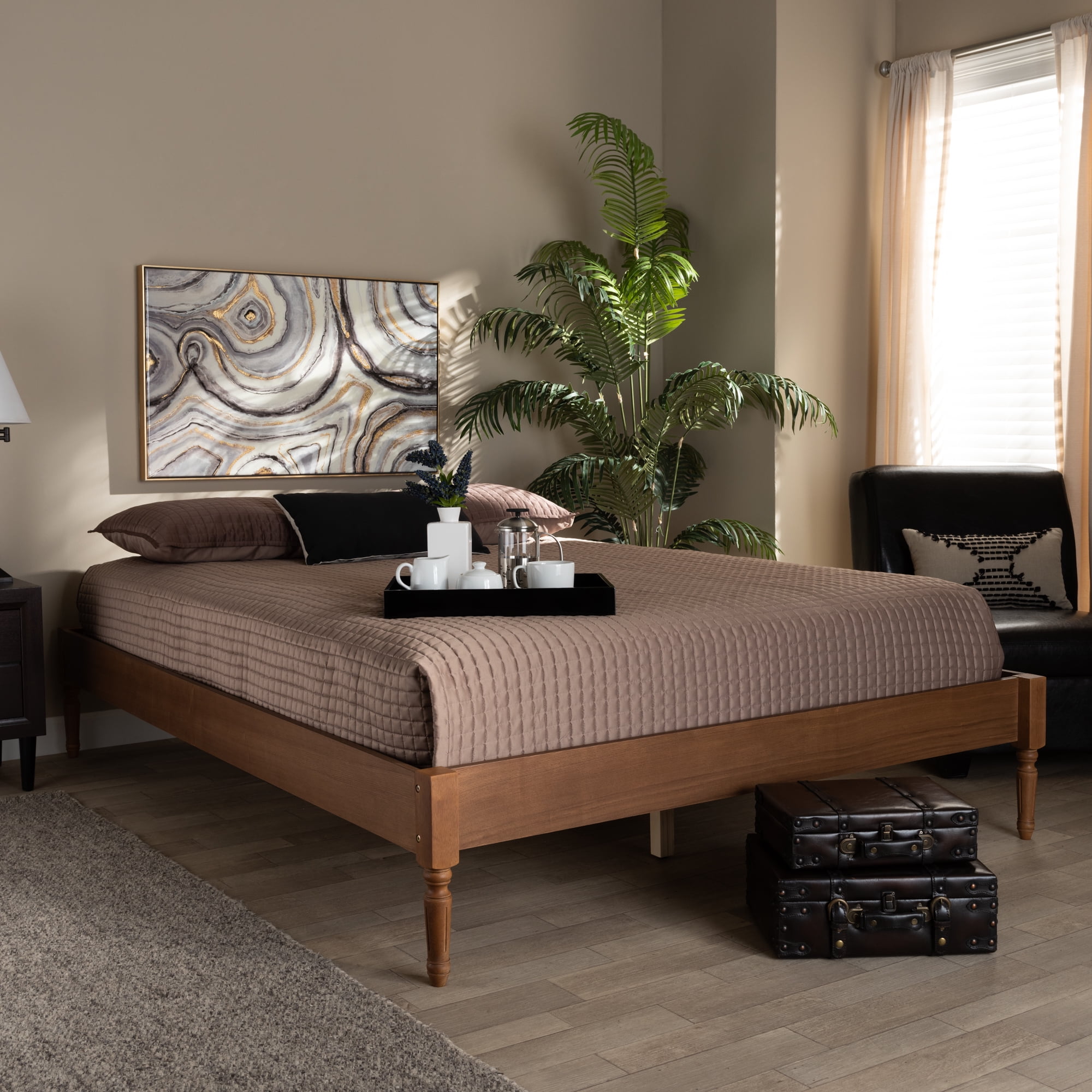 Baxton studio romy ash walnut size platform bed discount