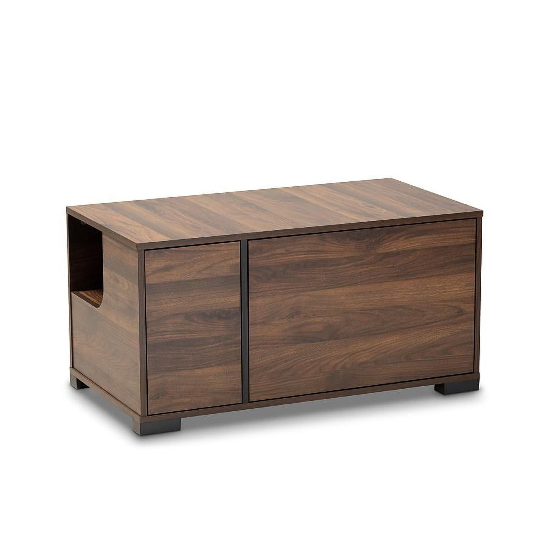 Walnut Brown Modern 2-Door Cat Litter Box Cover House