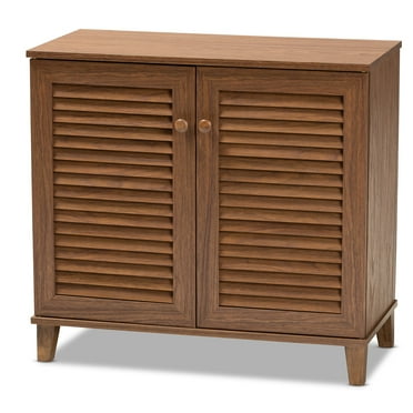 Baxton Studio Coolidge Modern Walnut 4-Shelf Shoe Cabinet