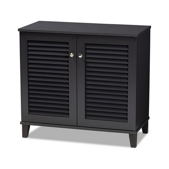 Baxton Studio Coolidge Contemporary Wood 4-Shelf Shoe Cabinet in Dark Gray