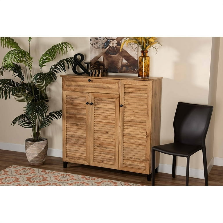 Baxton studio shoe cabinet with 3 doors sales