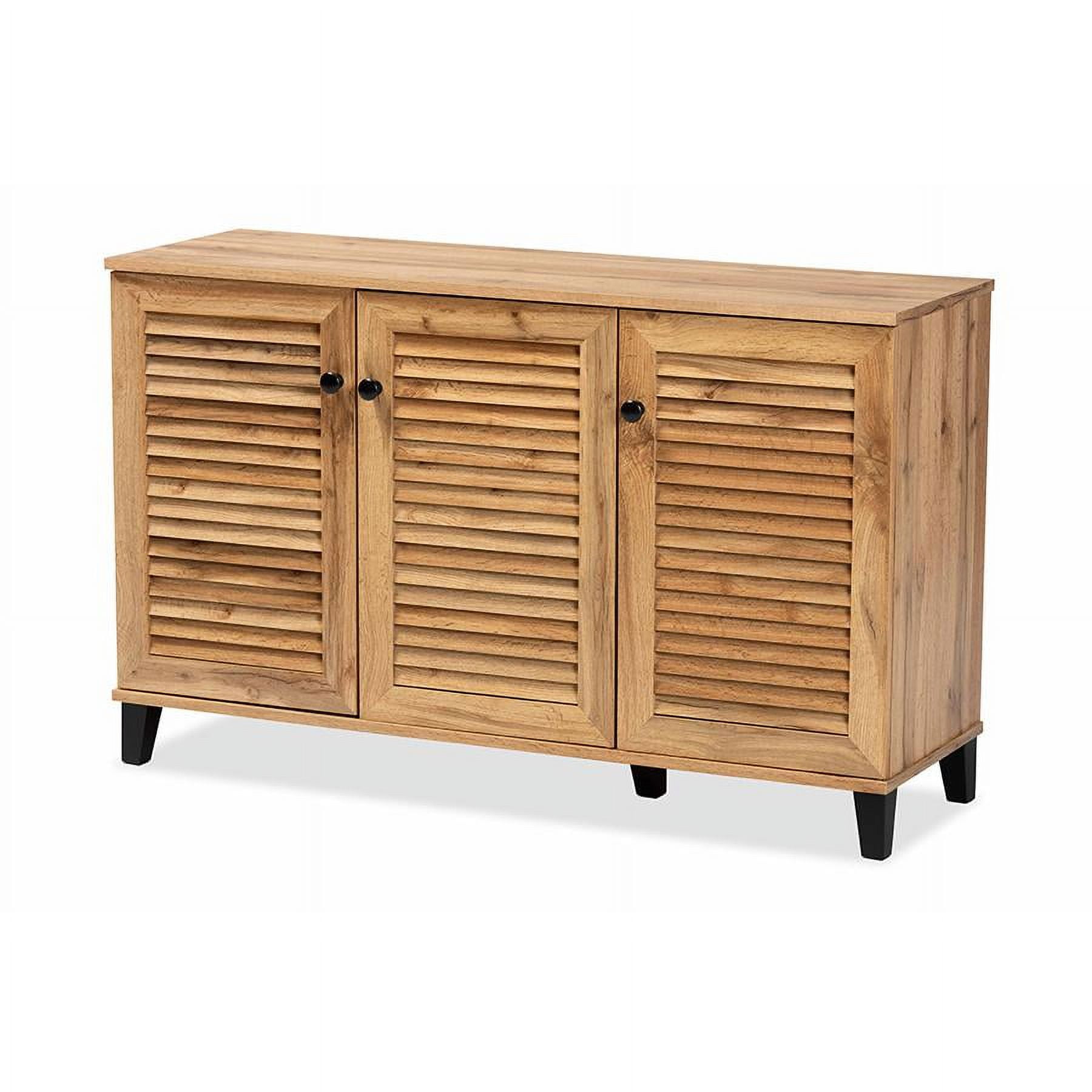 Coolidge Oak Brown Wood 3-Door Shoe Storage Cabinet
