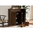 thumbnail image 1 of Baxton Studio Coolidge Modern and Contemporary Walnut Finished 11-Shelf Wood Shoe Storage Cabinet with Drawer, 1 of 7