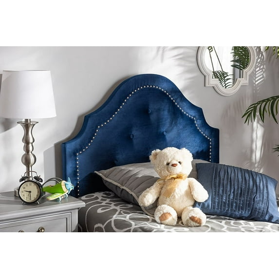 Baxton Studio Cora Modern and Contemporary Navy Blue Velvet Fabric Upholstered Twin Size Headboard