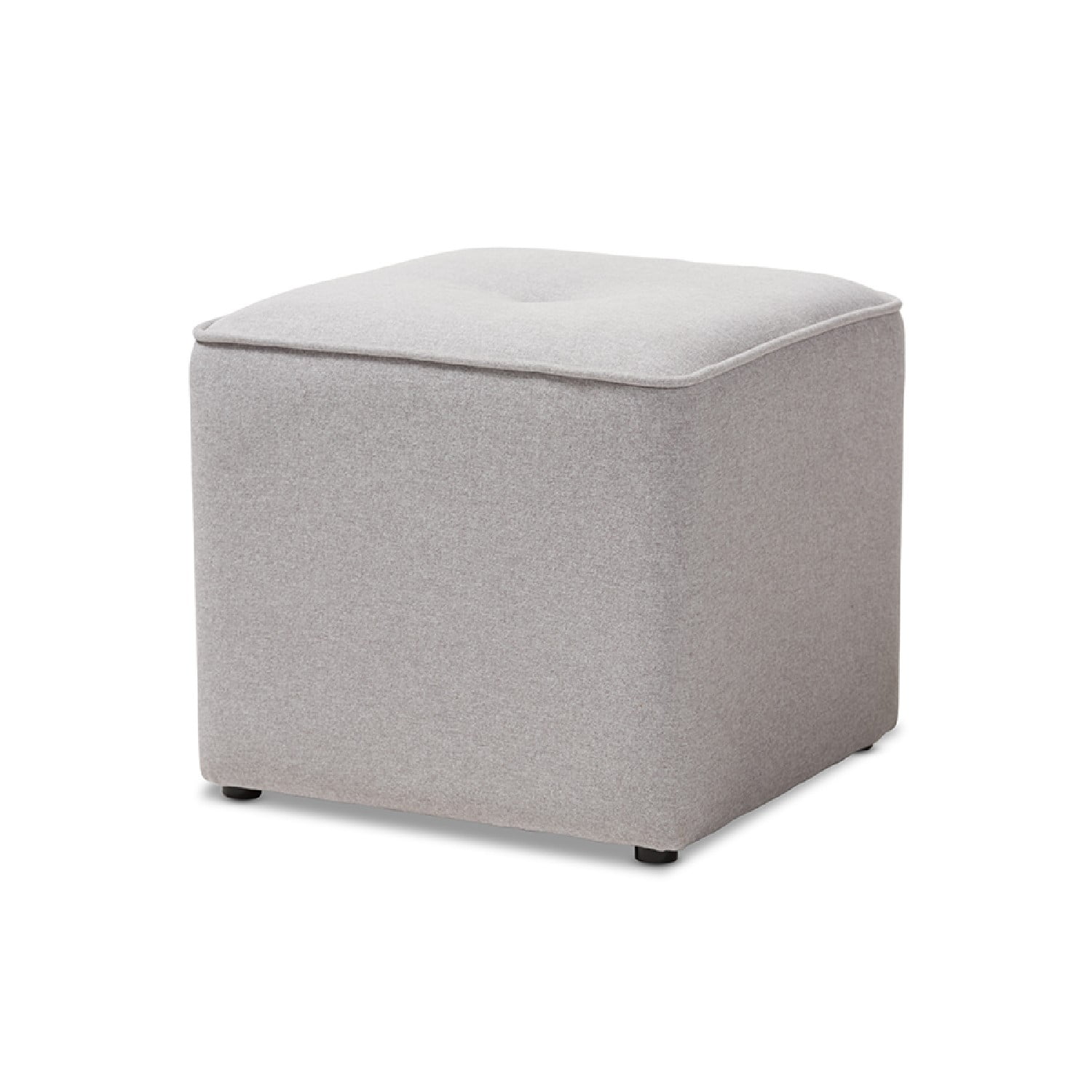 Corinne Light Gray Tufted Fabric Upholstered Ottoman