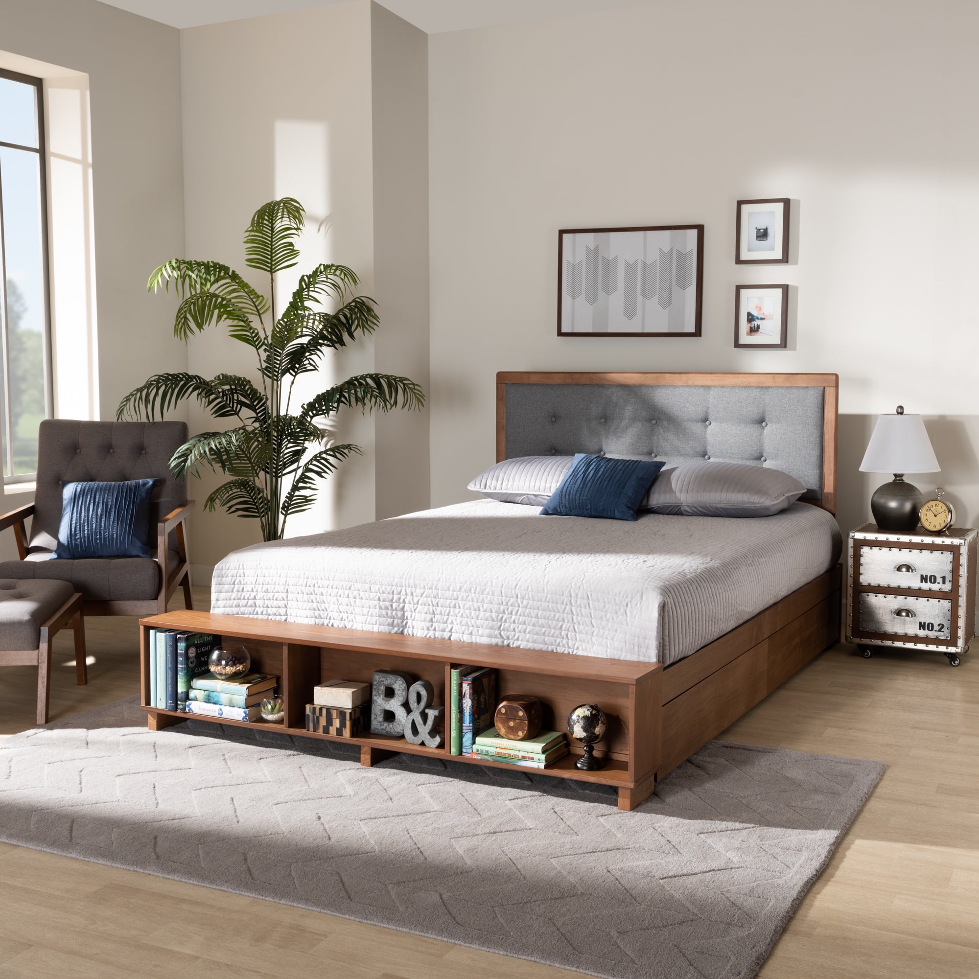 Baxton Studio Cosma Modern Transitional Ash Walnut Brown Finished Wood 4-Drawer Queen Size Platform Storage Bed Baxton Studio Cosma Modern Transitional Ash Walnut Brown Finished Wood 4-Drawer Queen Size Platform Storage Bed