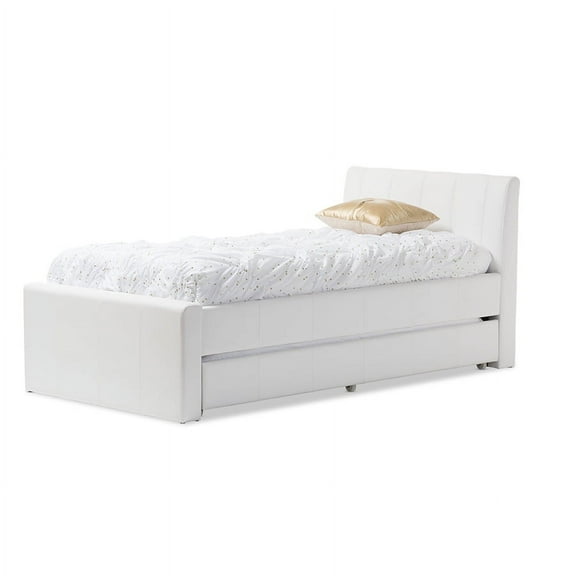 Baxton Studio Cosmo Faux Leather Upholstered Platform Trundle Bed