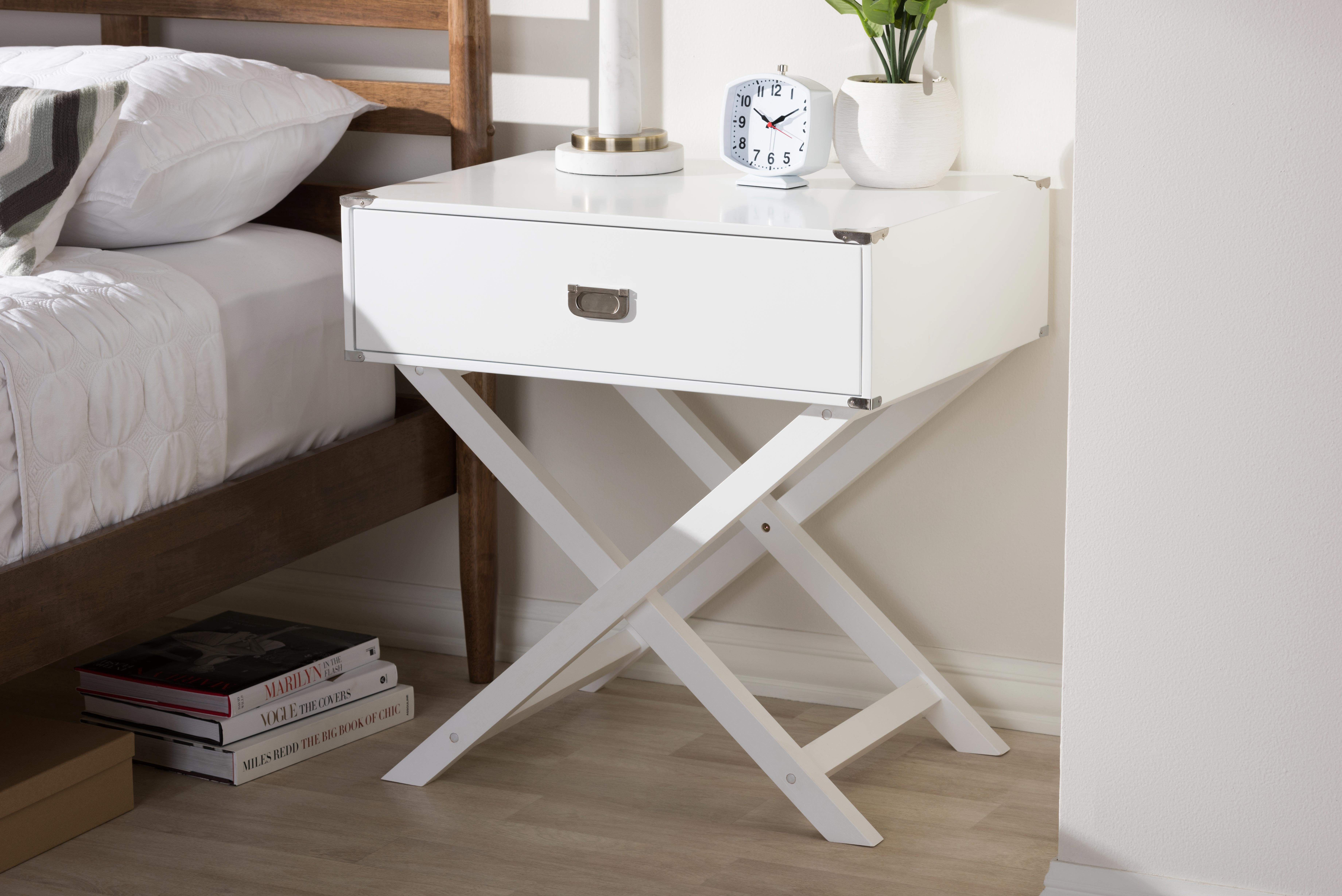 Baxton Studio Curtice Modern And Contemporary White 1-Drawer Wooden End Table