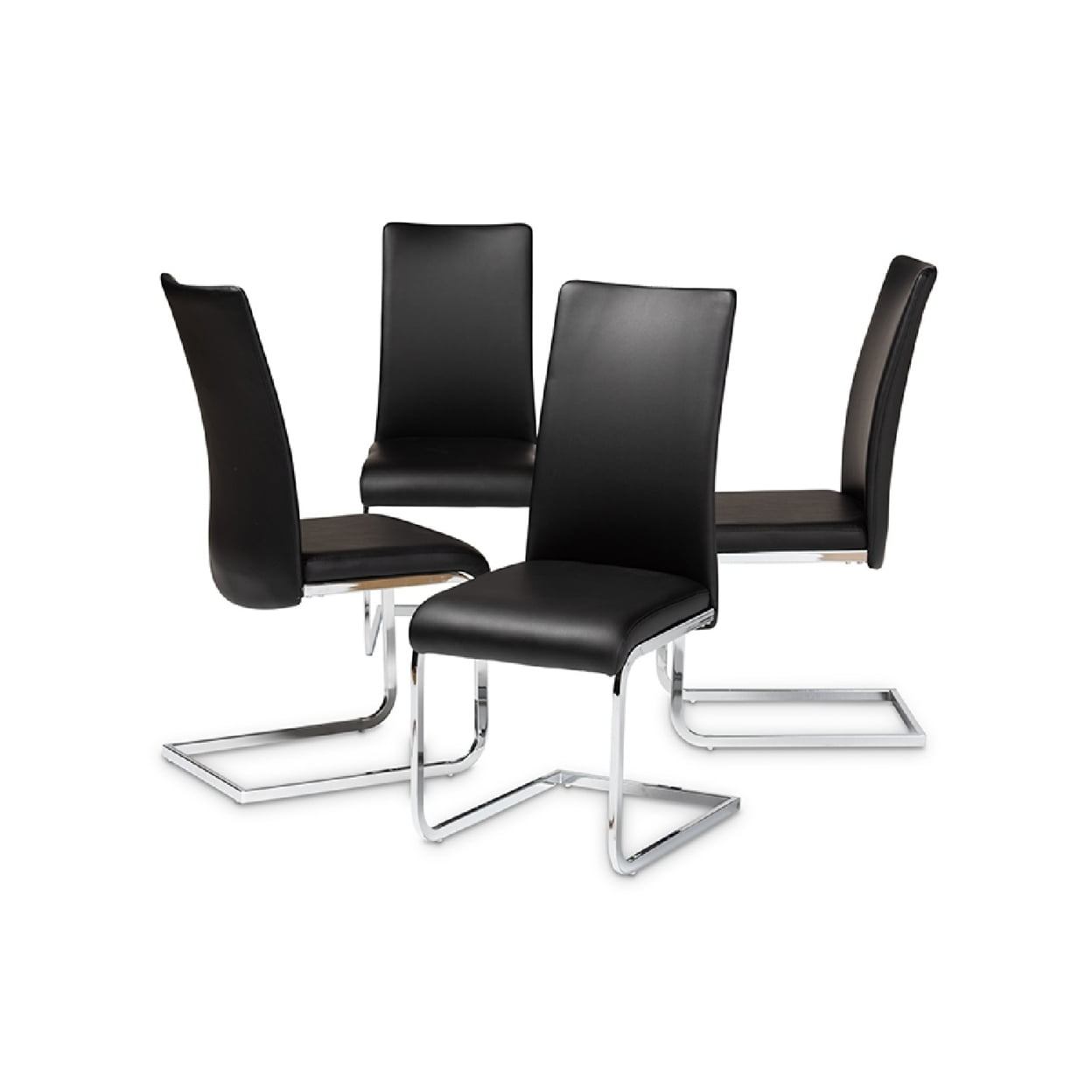 Cyprien Black Faux Leather Upholstered Parsons Dining Chairs - Set of 4