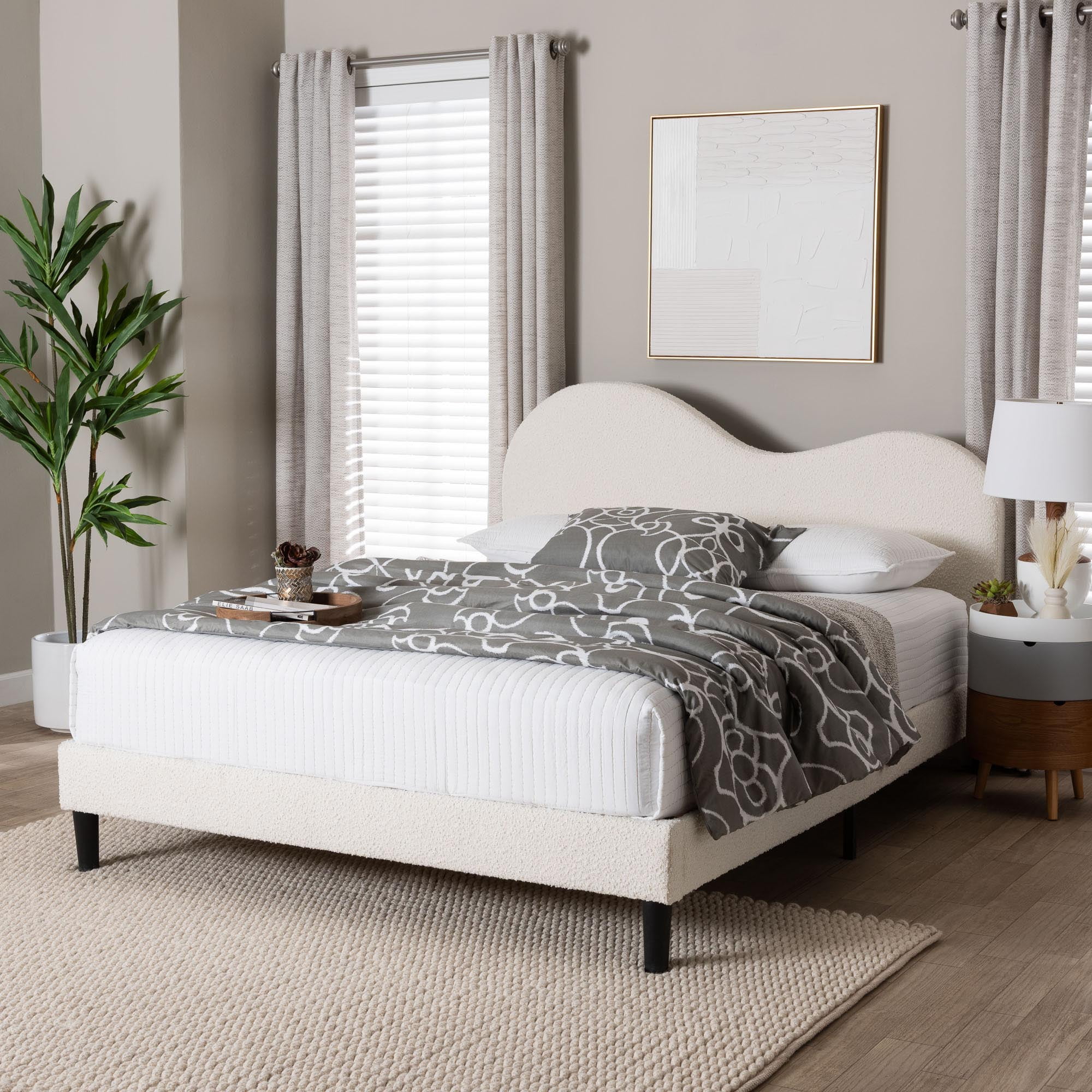 Baxton Studio Dalton Modern Platform Bed, Queen, 63"W, Cream