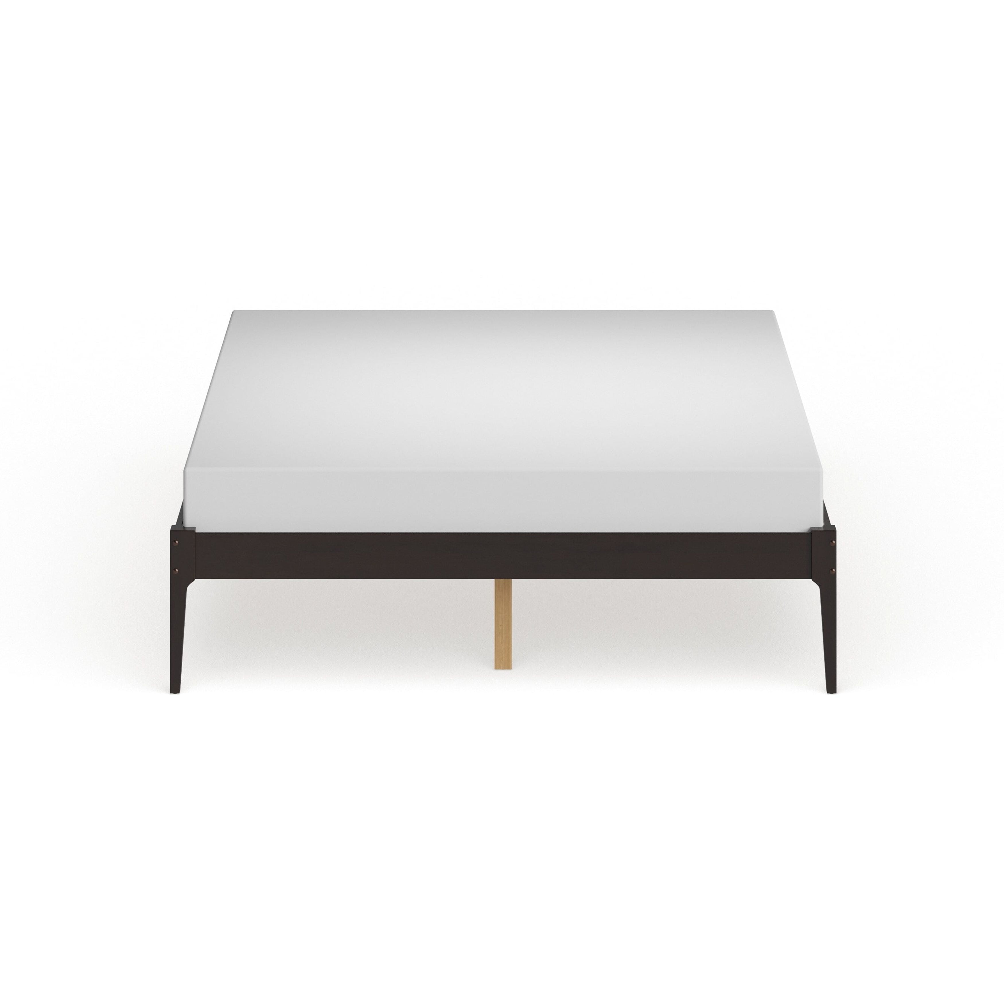 Espresso Queen Solid Wood Mid-Century Modern Platform Bed