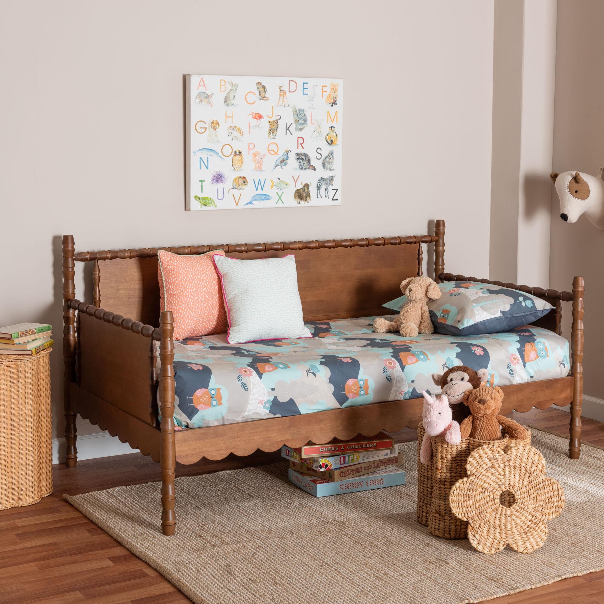 Baxton Studio Danette Modern Daybed, Twin, Walnut Brown