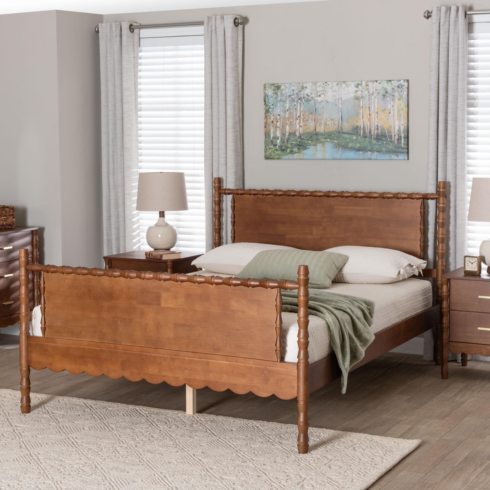 Baxton Studio Danette Modern Platform Bed, Queen, Walnut Brown