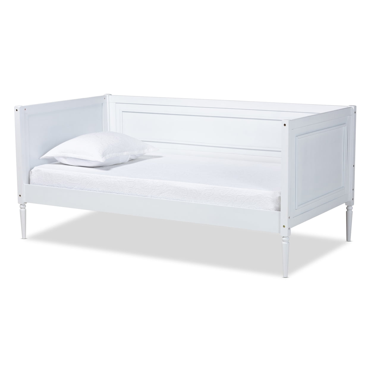 Daniella White Twin Wood Upholstered Daybed with Tufted Upholstery