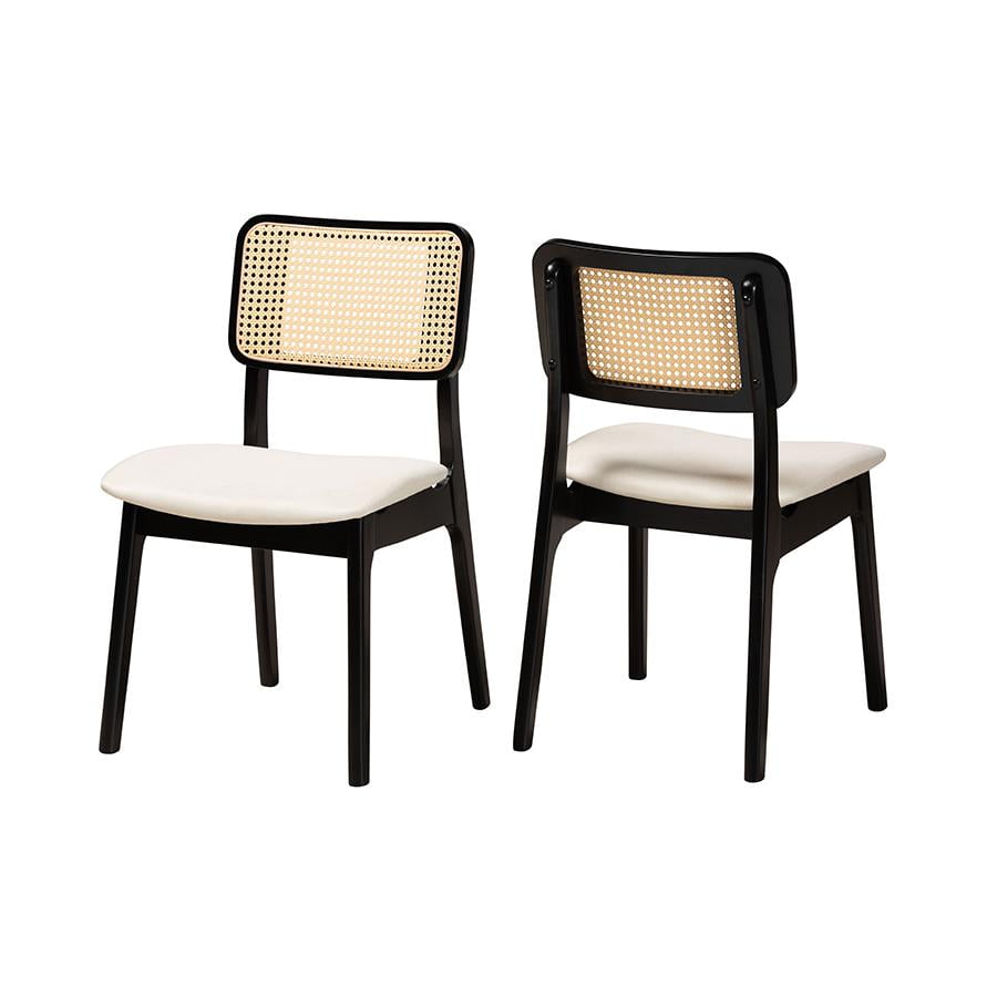 Baxton Studio Dannon Cream Fabric and Black Wood 2-Piece Dining Chair Set