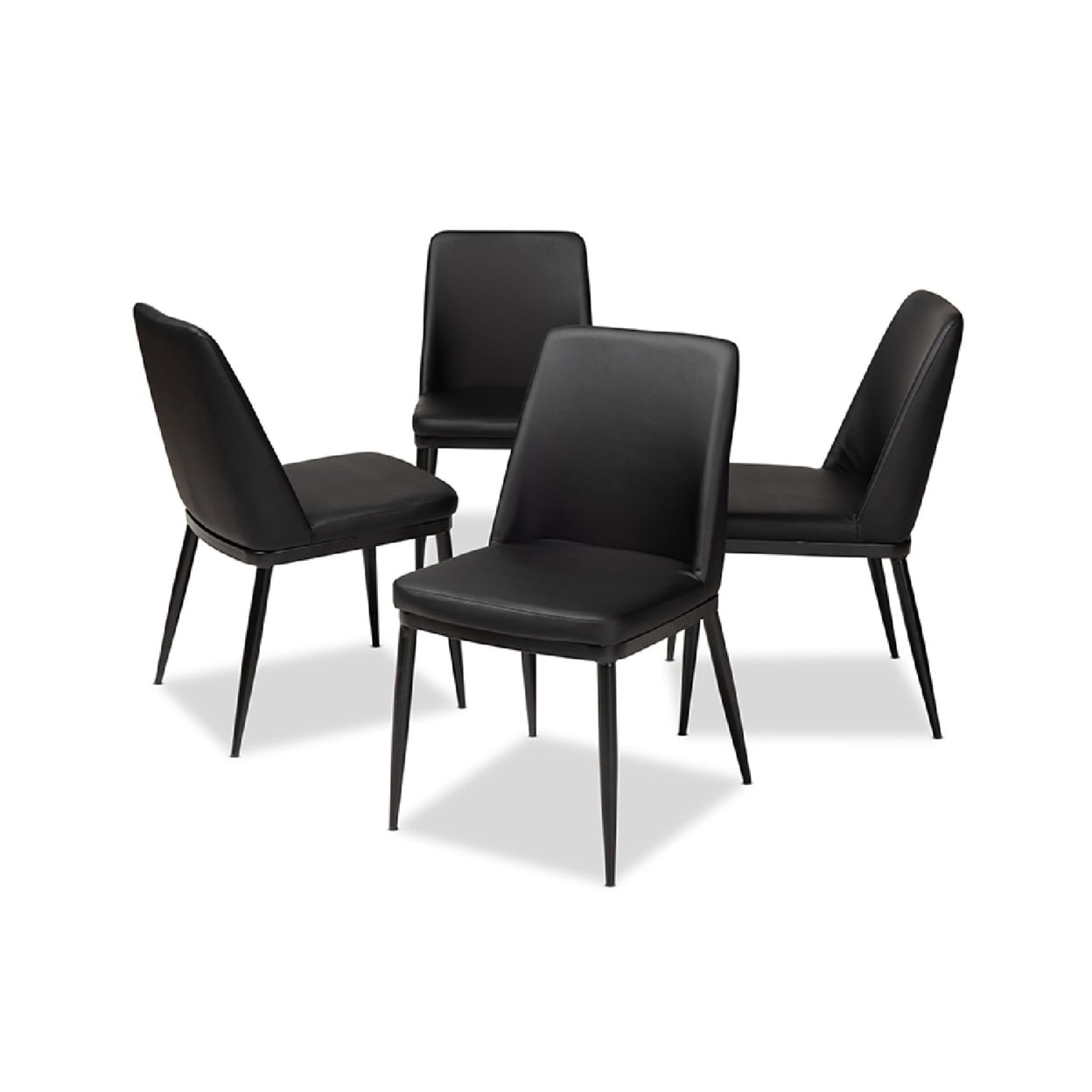 Darcell Black Faux Leather Upholstered Dining Chair Set