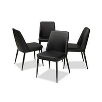 Baxton Studio Darcell Modern and Contemporary Black Faux Leather Upholstered Dining Chair (Set of 4)