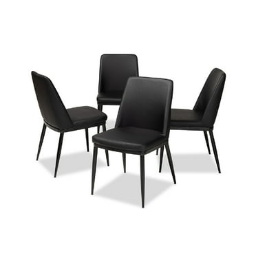 Baxton Studio Darcell Modern and Contemporary Black Faux Leather Upholstered Dining Chair (Set of 4)