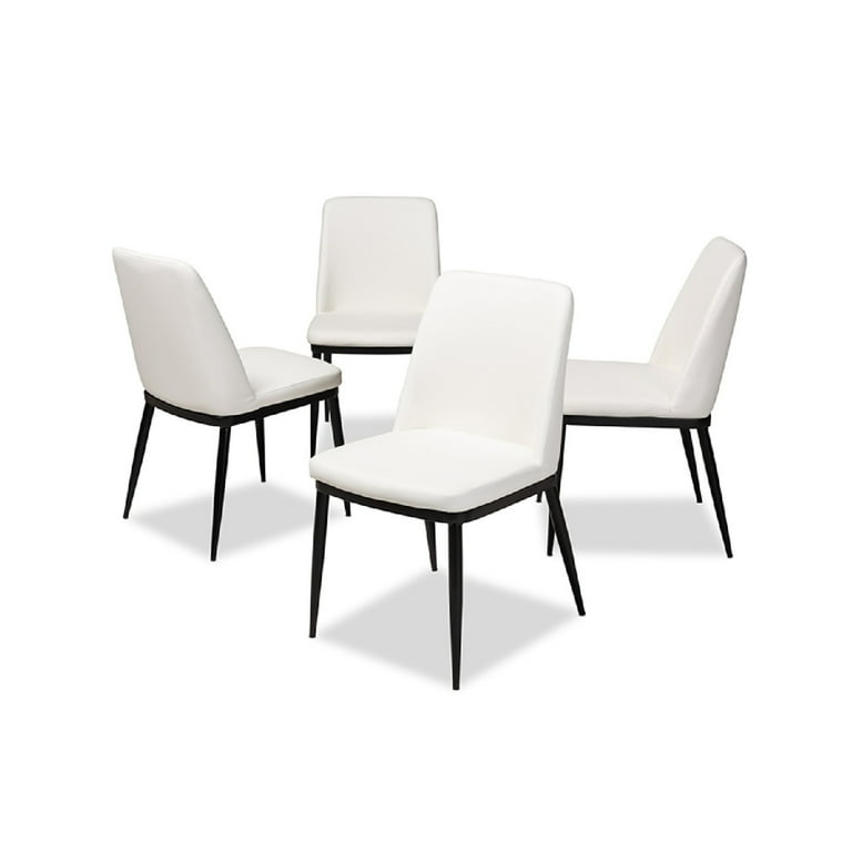 Baxton Studio Modern White Faux Leather Dining Chairs (Set of