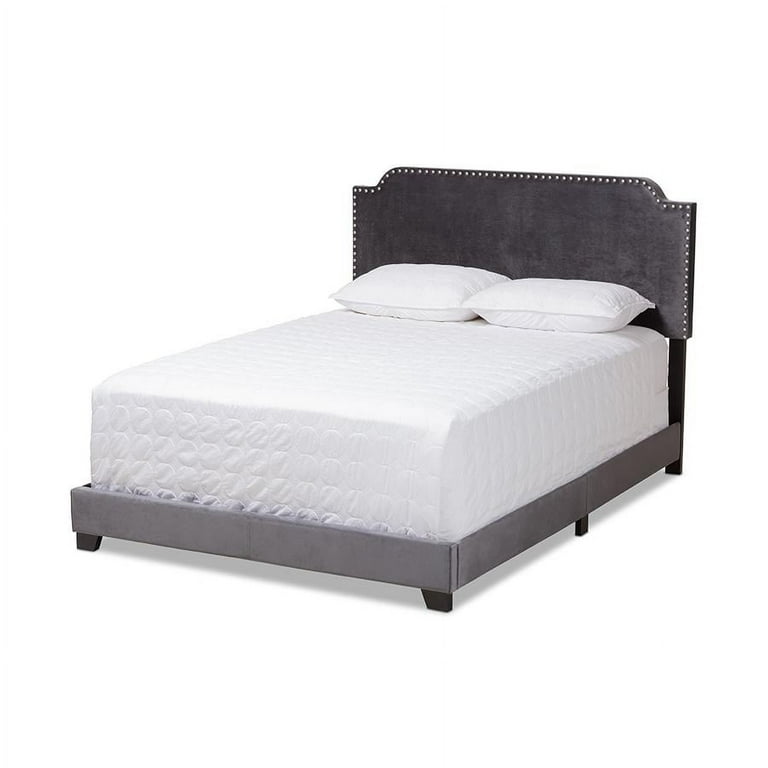 Baxton Studio Darcy Luxe and Glamour Dark Grey Velvet Upholstered King Size Bed Baxton Studio Darcy Luxe and Glamour Dark Grey Velvet Upholstered King Size Bed