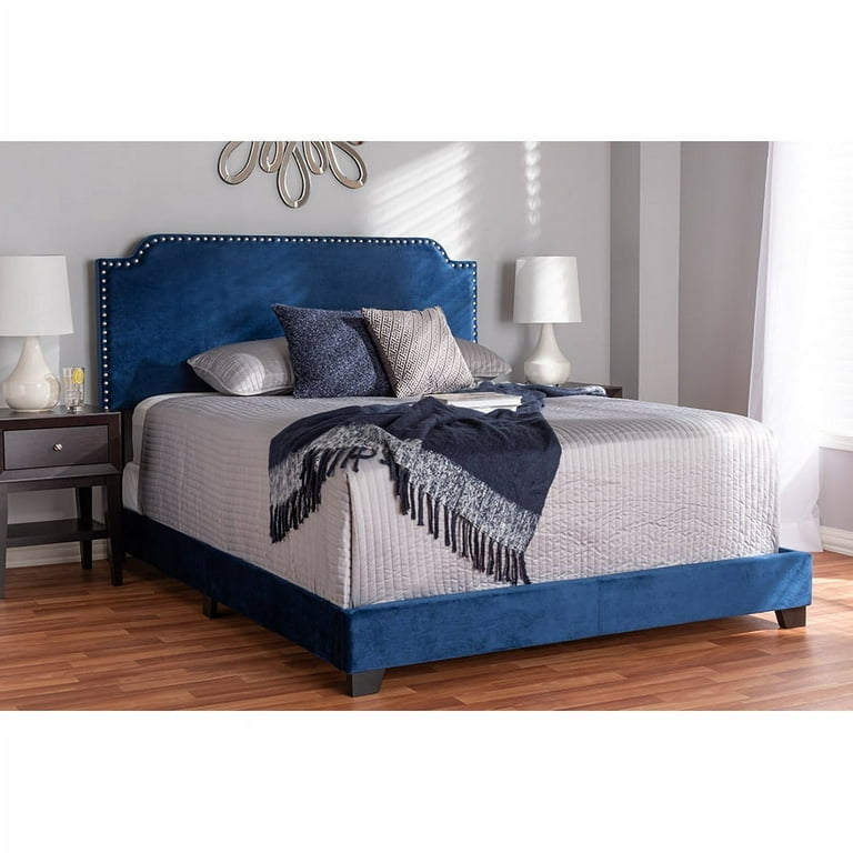 Baxton Studio Candace Luxe and Glamour Navy Velvet Upholstered Full Size Bed Baxton Studio Candace Luxe and Glamour Navy Velvet Upholstered Full Size Bed