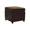 thumbnail image 1 of BAXTON STUDIO DARK BROWN FULL LEATHER STORAGE CUBE OTTOMAN, 1 of 11
